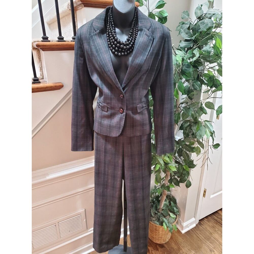 Larry Levine Women's Gray Polyester Single Breasted Jacket & Pant 2 Pc's Suit 10